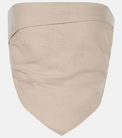 Faithfull Antibes Strapless Linen Top In Beige