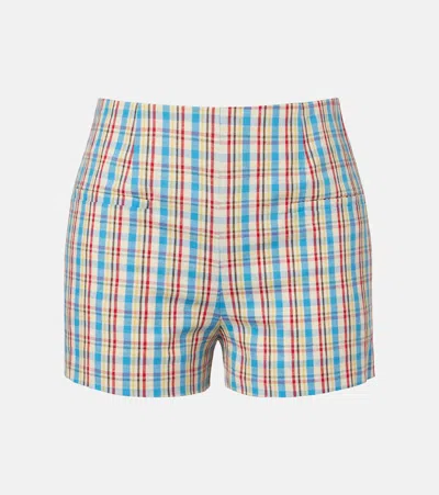 Faithfull Aurora Checked Cotton And Linen Shorts In Multi