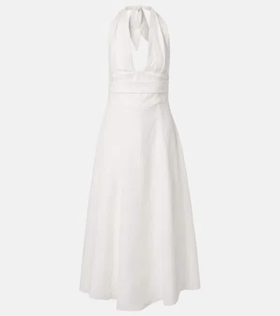 Faithfull Bianca Halterneck Linen Midi Dress In White