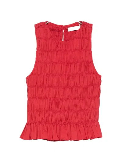 Faithfull Cales Smocked Peplum Top In Red