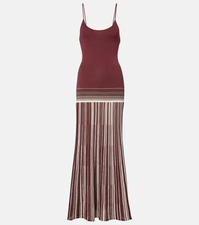 Faithfull Cecile Striped Cotton-blend Maxi Dress In Brown