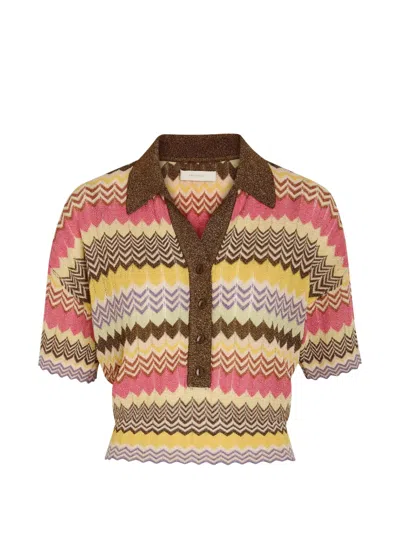 Faithfull Chevron-knit Polo Shirt In Multi