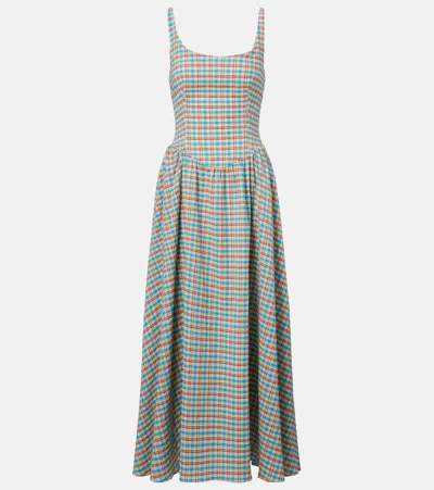 Faithfull Chiara Checked Cotton-blend Midi Dress In Multi