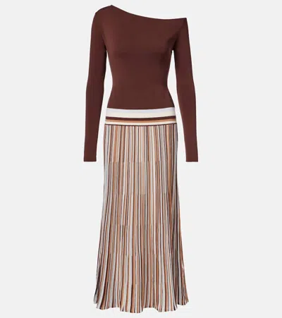 Faithfull Citara Knitted Cotton-blend Maxi Dress In Brown