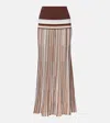 Faithfull Citara Striped Cotton-blend Maxi Skirt In Brown
