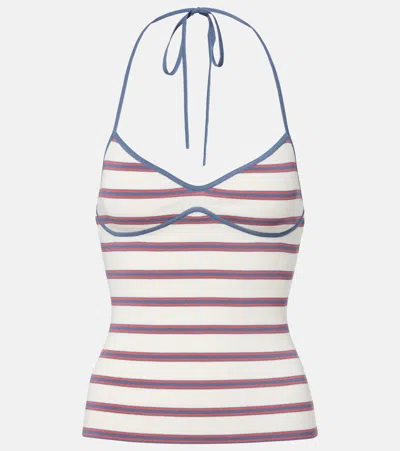 Faithfull Citara Striped Halterneck Cotton-blend Top