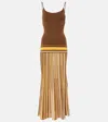 Faithfull Citara Striped Jersey Maxi Dress In Brown
