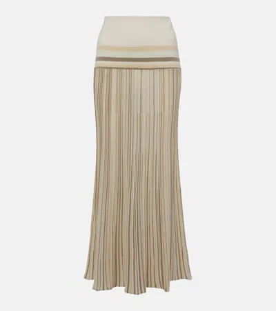 Faithfull Citara Striped Jersey Maxi Skirt In White
