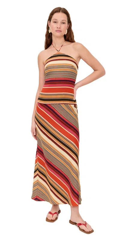 Faithfull Clara Striped Linen Maxi Dress In Multi