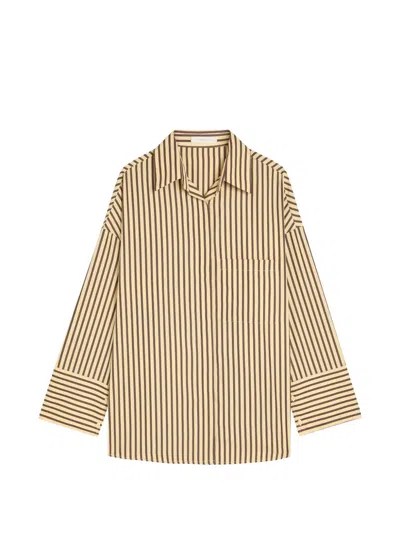 Faithfull Clemente Stripe-print Shirt In Brown