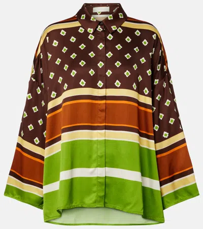 Faithfull Cora Printed Satin Shirt In Multi