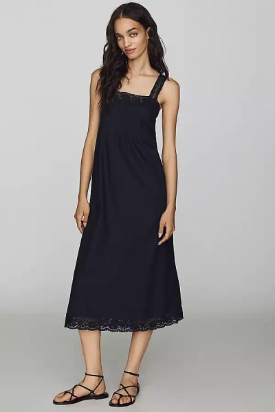 Faithfull Cristina 100% Cotton Midi Dress In Black