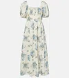 Faithfull Dalia Floral Linen Midi Dress In Blue