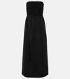 Faithfull Dominquez Strapless Cotton Midi Dress In Black