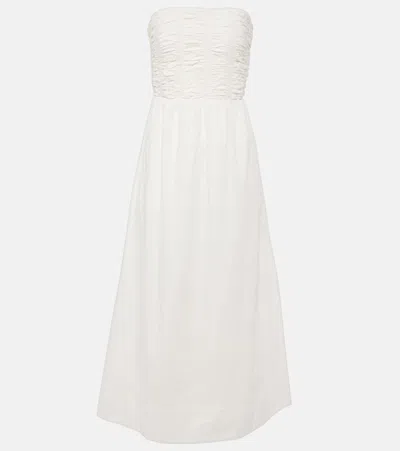 Faithfull Dominquez Strapless Cotton Midi Dress In White
