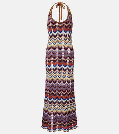 Faithfull Elisa Chevron Crochet Cotton-blend Maxi Dress In Multi