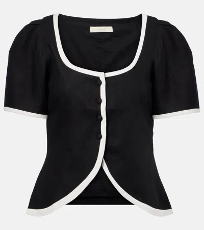Faithfull Emma Linen Top In Black