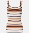 Faithfull Enya Striped Knitted Cotton-blend Top In Multicoloured