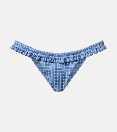 Faithfull Esterel Checked Bikini Bottoms In Blue
