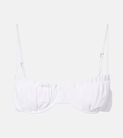Faithfull Esterel Ruched Bikini Top In White
