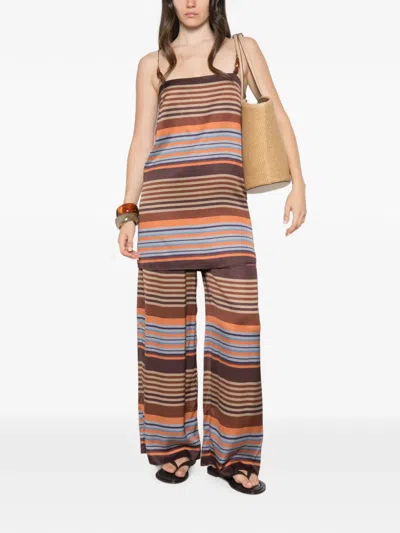 Faithfull Estrella Striped Mini Dress In Brown