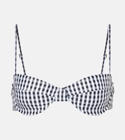 Faithfull Farrah Gingham Bikini Top In Black