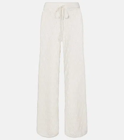 Faithfull Fio Pointelle Cotton Wide-leg Pants In White