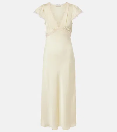 Faithfull Gala Shirred Midi Dress In Neutral