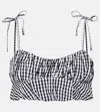 Faithfull Gingham Cotton Poplin Top In Black