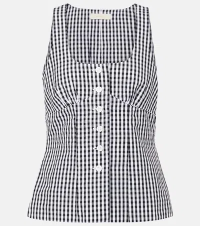 Faithfull Gingham Cotton Poplin Top In Black