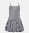 Faithfull Gingham Gathered Cotton Poplin Minidress In Black