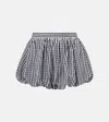 Faithfull Gingham Gathered Cotton Poplin Shorts In Black