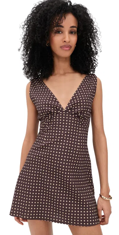 Faithfull Graciela Mini Dress Polkadot/chocolate Plum In Brown