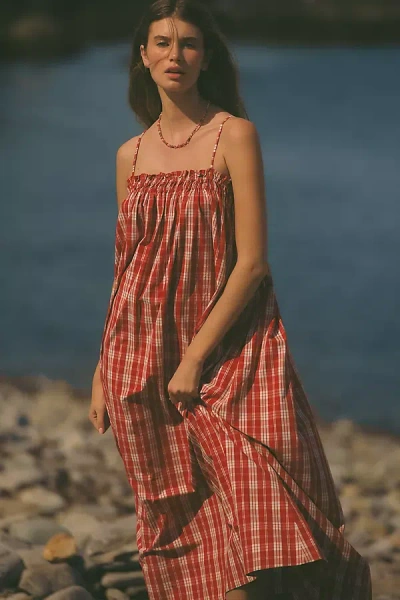 Faithfull Greta 100% Cotton Midi Dress In Brown