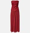 Faithfull Hedy Gathered Linen Maxi Dress In Red