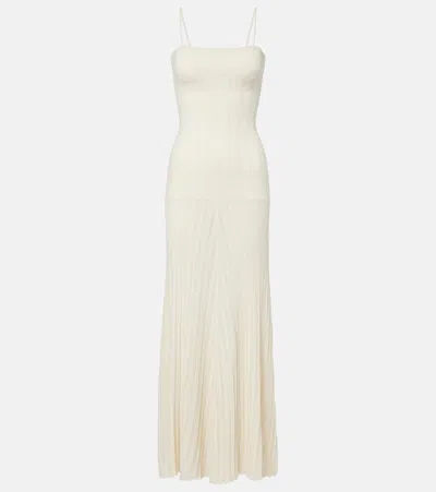 Faithfull Irene Pointelle Cotton-blend Maxi Dress In Neutral