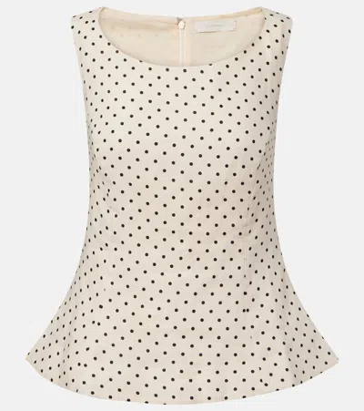 Faithfull Iria Polka-dot Linen Top In Nude