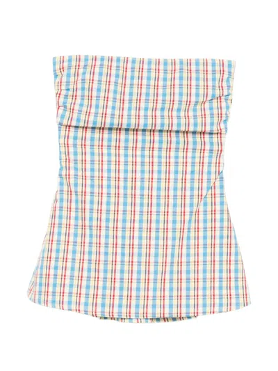 Faithfull Isole Check-pattern Top In White