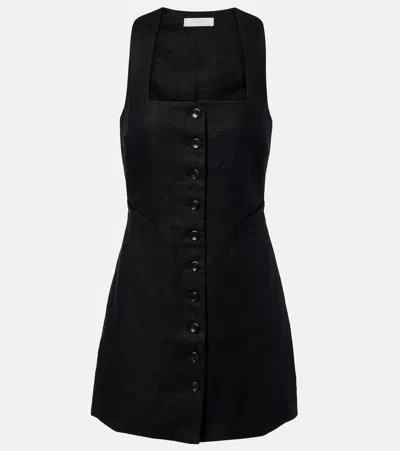 Faithfull Jacques Linen Mini Dress In Black