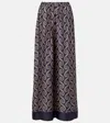 Faithfull Jensen Printed Satin Wide-leg Pants In Black