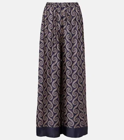 Faithfull Jensen Printed Satin Wide-leg Pants In Black
