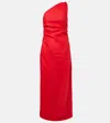 Faithfull Jomana One-shoulder Linen Midi Dress In Red