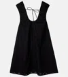 Faithfull Juana Tie-detailed Broderie Anglaise Mini Dress In Black