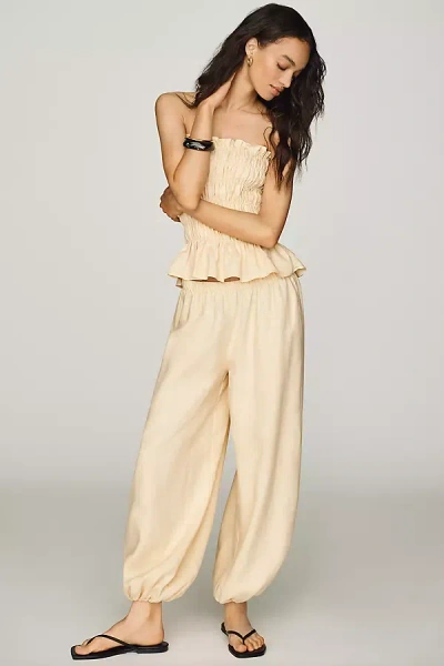 Faithfull Kortez Linen Tapered Pants In Yellow