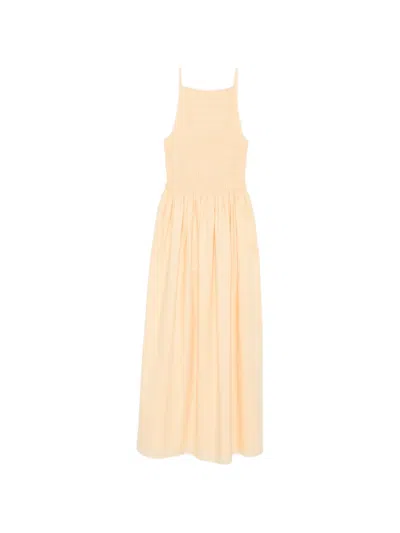 Faithfull Laia Shirred-bodice Maxi Dress In Neutral