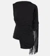 Faithfull Laon Draped Macramé-trimmed Top In Black