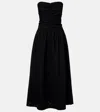 Faithfull Lia Strapless Ruched Broderie Anglaise Maxi Dress In Black