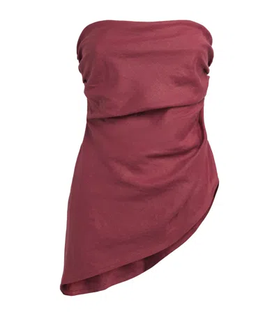 Faithfull Linen Asymmetric Nera Top In Pink