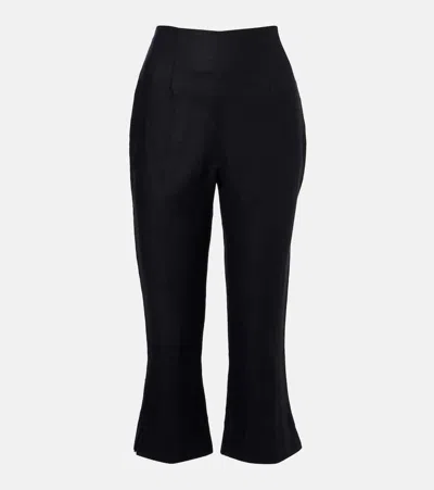 Faithfull Capri Cropped Linen Slim-leg Pants In Black