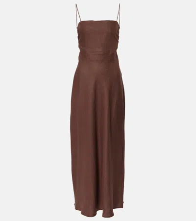 Faithfull Linen Maxi Dress In Bistre